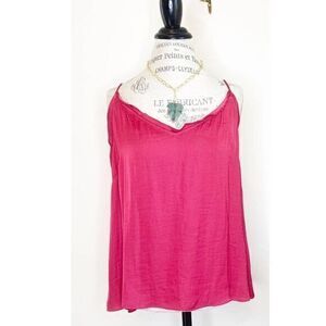 VINCE CAMUTO Hibiscus Hot Pink Satin Top Blouse NWT XL